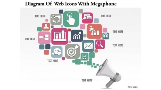 Consulting Slides Diagram Of Web Icons With Megaphone Business Presentation