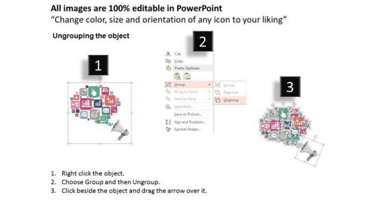 Consulting Slides Diagram Of Web Icons With Megaphone Business Presentation