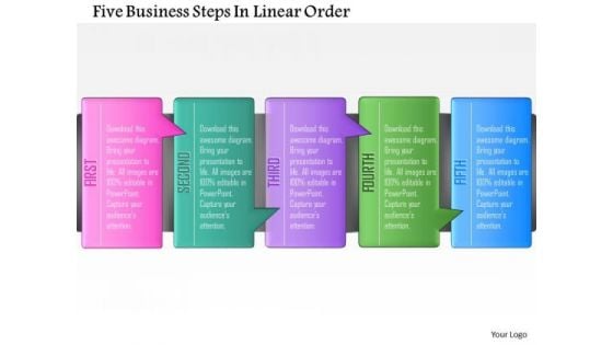 Consulting Slides Five Business Steps In Linear Order Business Presentation