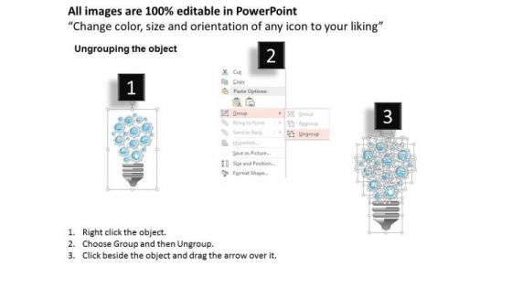 Consulting Slides Icons In Gears Bulb Design Business Presentation