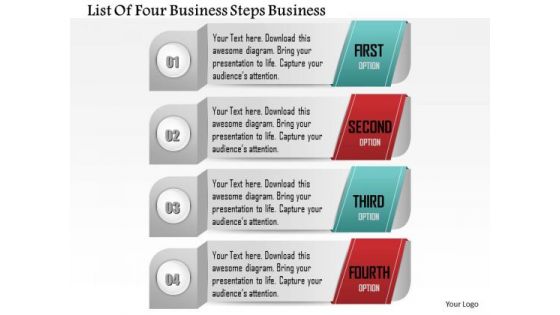 Consulting Slides List Of Four Business Steps Business Presentation