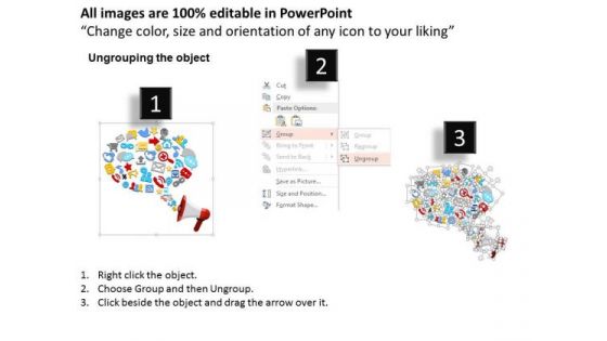 Consulting Slides Megaphone With Communication Icons Business Presentation