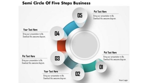 Consulting Slides Semi Circle Of Five Steps Business Presentation