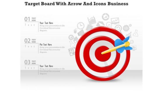 Consulting Slides Target Board With Arrow And Icons Business Presentation