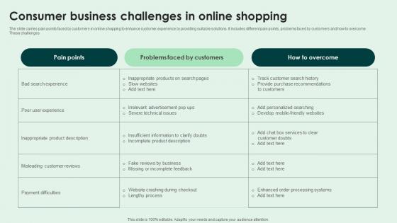 Consumer Business Challenges In Online Shopping Summary Pdf