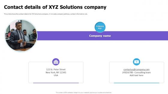Contact Details Of XYZ Solutions Company Cloud Game Development Fundraising Pitch Deck