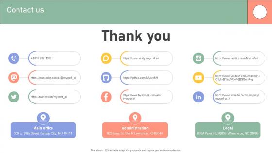 Contact Us Enterprise Software Application Investor Funding Elevator Pitch Deck
