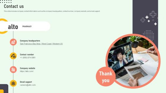Contact Us Online Medication Management Platform Pitch Deck