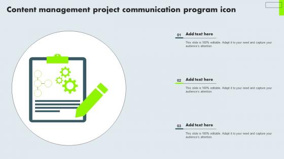 Content Management Project Communication Program Icon Brochure Pdf