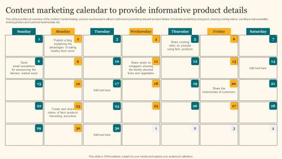 Content Marketing Calendar To Provide Agricultural Product Promotion Rules Pdf