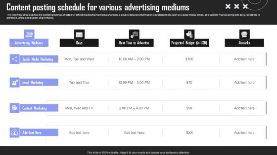 Content Posting Schedule Brand Building Techniques To Gain Competitive Edge Graphics Pdf