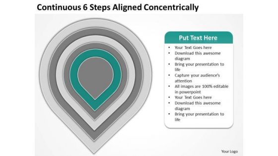Continuous 6 Steps Aligned Concentrically Business Plan PowerPoint Slides