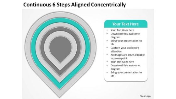 Continuous 6 Steps Aligned Concentrically Business Plans For PowerPoint Templates