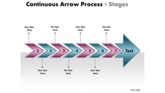 Continuous Arrow Process 7 Stages Flowchart Slides PowerPoint