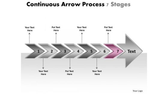 Continuous Arrow Process 7 Stages Free Flowchart PowerPoint Templates