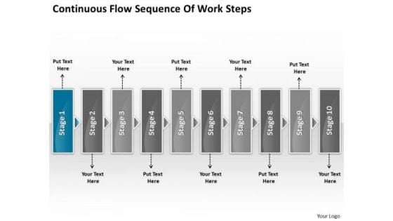 Continuous Flow Sequence Of Work Steps Free Flowchart Maker PowerPoint Slides