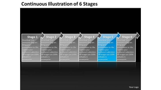 Continuous Illustration Of 6 Stages Business Create Flow Chart PowerPoint Slides