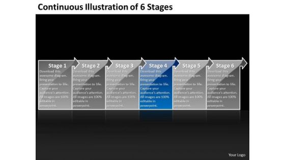 Continuous Illustration Of 6 Stages Create Flow Chart PowerPoint Slides