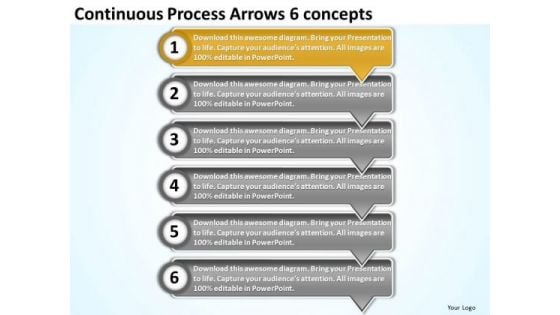 Continuous Process Arrows 6 Concepts Free Flow Chart Maker PowerPoint Templates