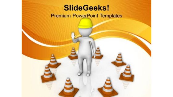 Cop With Traffic Cones PowerPoint Templates Ppt Backgrounds For Slides 0713