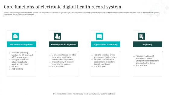 Core Functions Of Electronic Digital Health Record System Demonstration Pdf