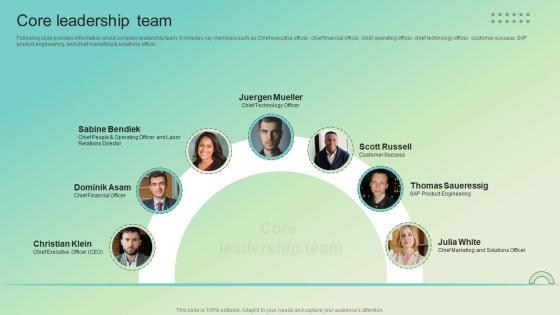 Core Leadership Team Enterprise Software Solution Providing Company Profile CP SS V
