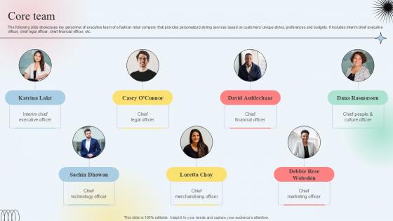 Core Team Clothing Subscription Platform Investor Funding Elevator Pitch Deck PPT Slides Core Team Clothing Subscription Platform Investor Funding Elevator Pitch Deck PPT Slides