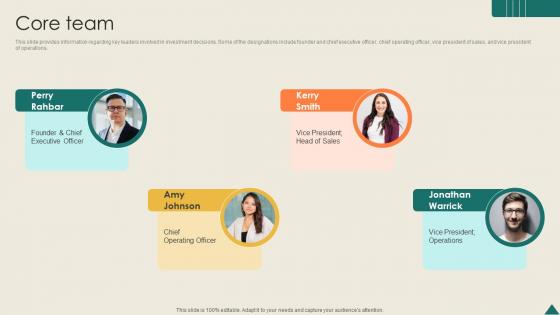 Core Team Financial Analytics Platform Investor Elevator Pitch Deck Core Team Financial Analytics Platform Investor Elevator Pitch Deck