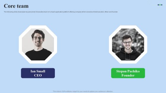 Core Team Fundraising Pitch Deck For Digital Software Company Clipart Pdf