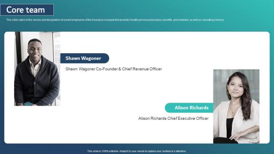 Core Team Healthcare Insurance App Capital Raising Pitch Deck Pictures Pdf Core Team Healthcare Insurance App Capital Raising Pitch Deck Pictures Pdf