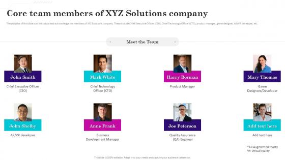 Core Team Members Of XYZ Gaming Venture Investment Elevator Pitch Deck Ppt Powerpoint Core Team Members Of XYZ Gaming Venture Investment Elevator Pitch Deck Ppt Powerpoint