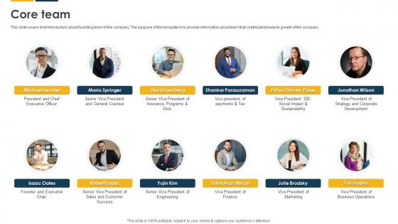 Core Team Payroll Solutions Provider Investor Funding Elevator Pitch Deck Core Team Payroll Solutions Provider Investor Funding Elevator Pitch Deck