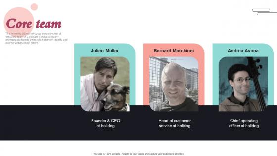 Core Team Pet Care Company Investor Funding Elevator Pitch Deck Ideas Pdf Core Team Pet Care Company Investor Funding Elevator Pitch Deck Ideas Pdf