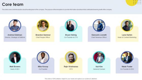 Core Team Task Automation Company Investor Funding Elevator Pitch Deck Core Team Task Automation Company Investor Funding Elevator Pitch Deck