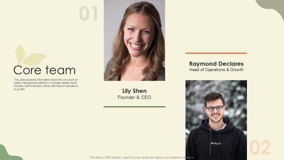 Core Team Waste Disposal Platform Pitch Deck Ppt Slides Core Team Waste Disposal Platform Pitch Deck Ppt Slides