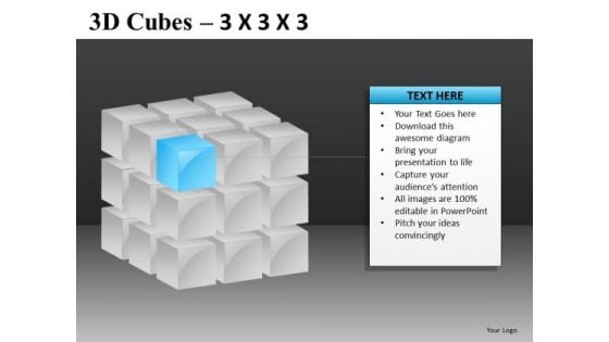 Corner Piece 3d Cube PowerPoint Templates