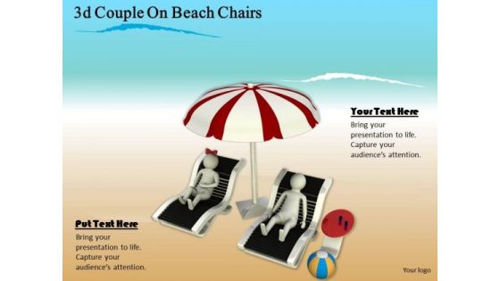 Corporate Business Strategy 3d Couple On Beach Chairs Character Modeling