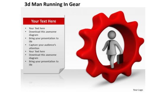 Corporate Business Strategy 3d Man Running Gear Adaptable Concepts