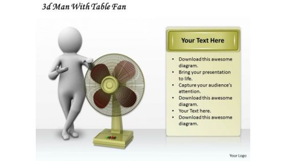 Corporate Business Strategy 3d Man With Table Fan Character Models