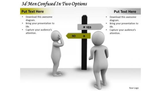 Corporate Business Strategy 3d Men Confused Two Options Character Models