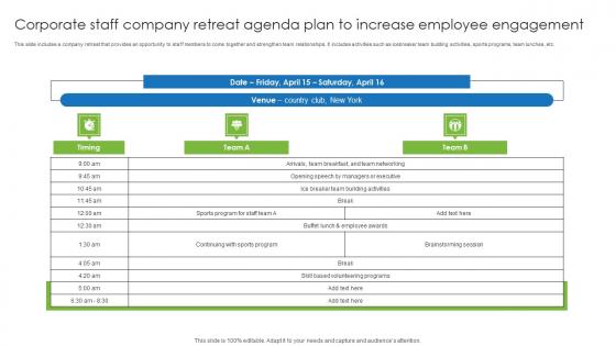 Corporate Staff Company Retreat Agenda Plan To Increase Employee Engagement Infographics Pdf Corporate Staff Company Retreat Agenda Plan To Increase Employee Engagement Infographics Pdf