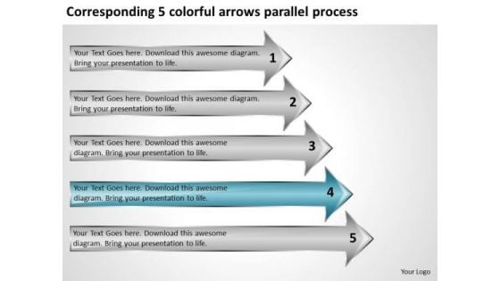 Corresponding 5 Colorful Arrows Parallel Process Business Plan Freeware PowerPoint Templates