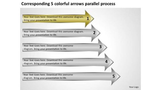 Corresponding 5 Colorful Arrows Parallel Process Spa Business Plan PowerPoint Templates