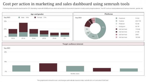 Cost Per Action In Marketing And Sales Dashboard Using Semrush Tools Summary Pdf