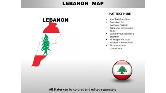 Country PowerPoint Maps Lebanon