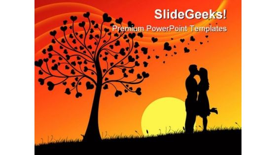 Couple Kissing People Nature PowerPoint Template 0810