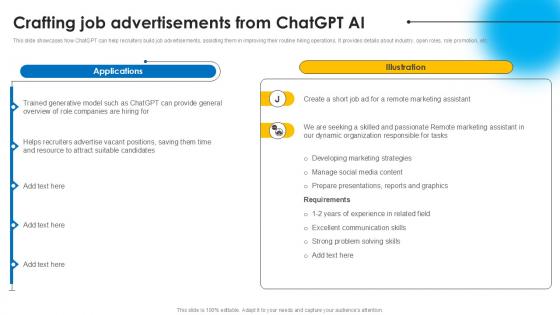 Crafting Job Advertisements AI Powered Recruitment Enhancing Ppt Template AI SS V