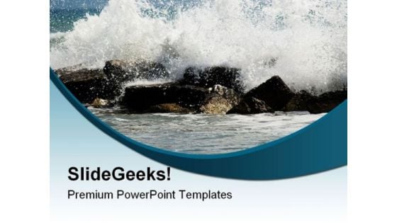 Crashing Waves Beach PowerPoint Templates And PowerPoint Backgrounds 0611