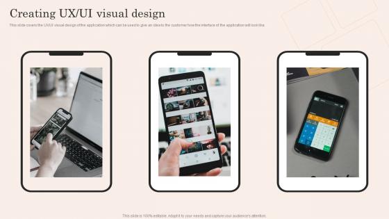 Creating UX UI Visual Design Mobile App Development And Advertising Service Diagrams Pdf