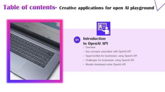 Creative Applications For Open AI Playground Table Of Contents Summary Pdf